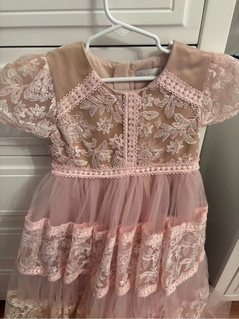 Blush Pink Lace Tulle Party Dress for Girls